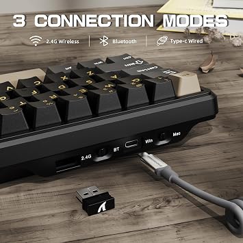 Attack Shark X66 60% Wireless Mechanical Gaming Keyboard with Volume Knob and A.Jazz AJ159APEX 8Khz Wireless Gaming Mouse Ultralight 56g with Magnetic Screen Charging Dock Combo Set(Star Black)