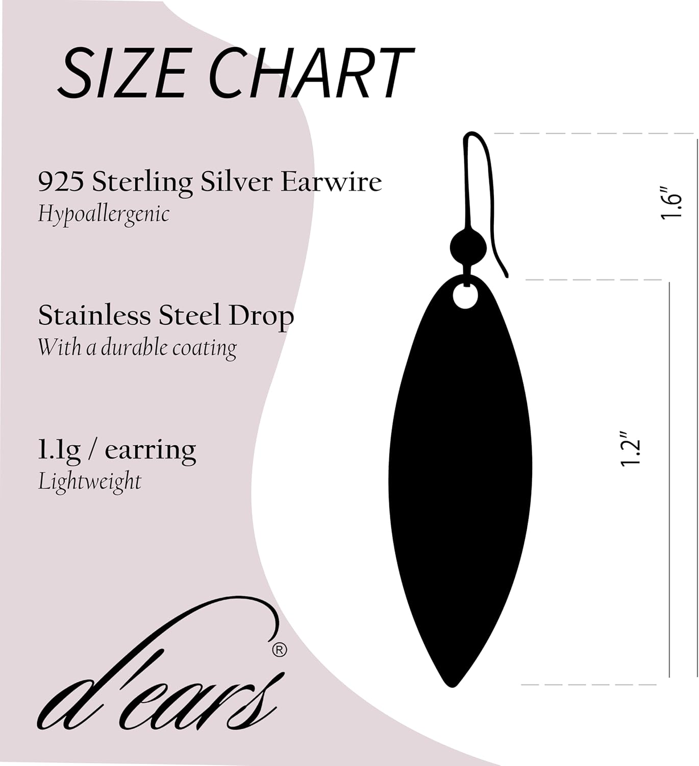 Dragonfly Wing Earrings by d'ears Non-Tarnish Sterling Silver French Hook Ear Wire