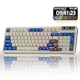 KZZI Z98 Wireless Mechanical Keyboard, Smart Display & Knob, BT5.0/2.4GHz/USB-C, Hot Swappable Custom Keyboard, Pre-lubed Linear Switches, Gasket Mount, RGB Creamy Gaming Keyboard