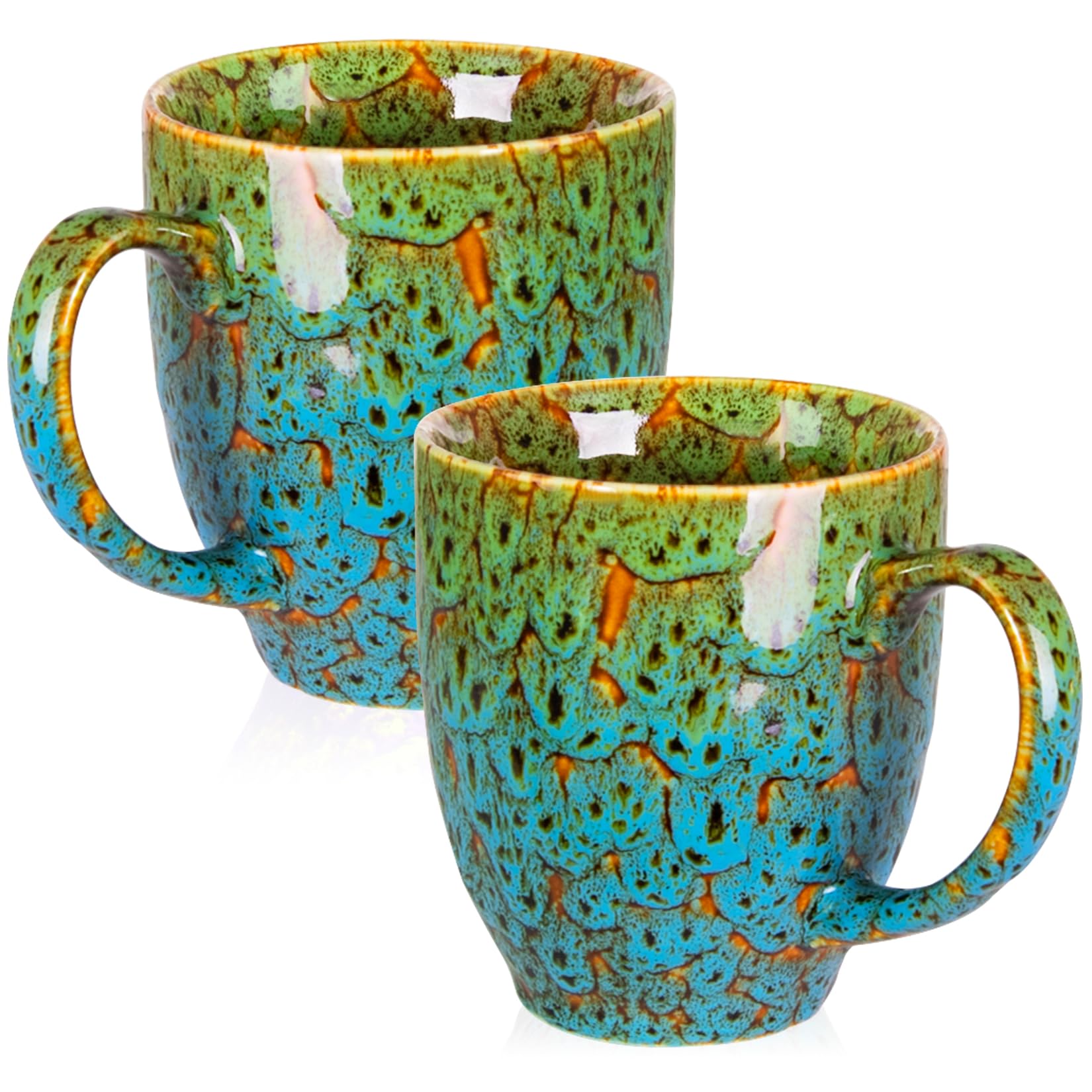 ARTKETTY Coffee Cups Set of 2, 16oz/450ml Large Coffee Mugs with Ergonomic Handle, Ceramic Mugs Dishwasher & Microwave Safe, Ideal Tea Mugs for Home, Office, Gifts