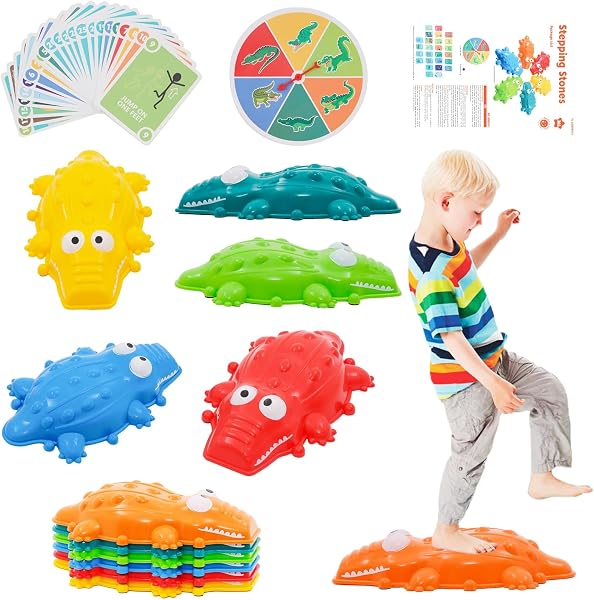 Piedras de Equilibrio para Niños, Piedras Apilables Antideslizantes, Fomentan Equilibrio y Habilidades Motoras, Curso de Obstáculos para Interior/Exterior - 1