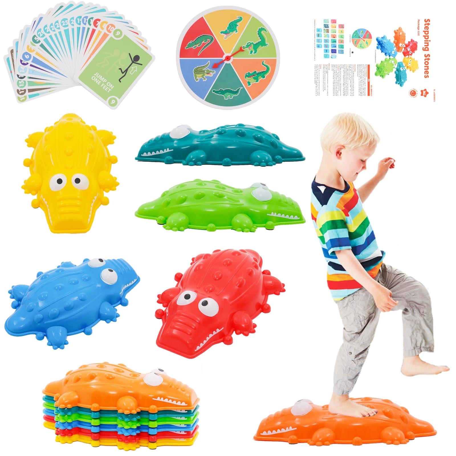 Arkyomi Balancing stones for children, 6 pieces, stacking stones, river stones, balance, large, stepping stones, kids, hilltops river stones set, river stones, stepping stones balance indoor outdoor