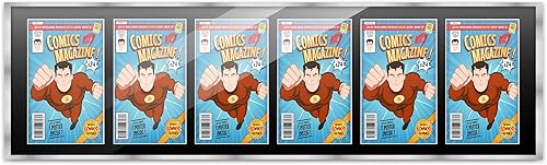 Miniatura 164 de Poster Palooza Marco de cómic con paspartú para 4 cómics de la era actual publicado después de 1985, marco de cómic negro para cómics de 6.875 x