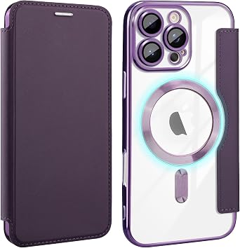 Bizzib for iPhone 16 Pro Case Compatible with Magsafe Slim Fit Flip Protective PU Leather Wallet Case with RFID Blocking Card Slot Build-in Len Protector for Apple iPhone 16 Pro 6.3 inch,Purple
