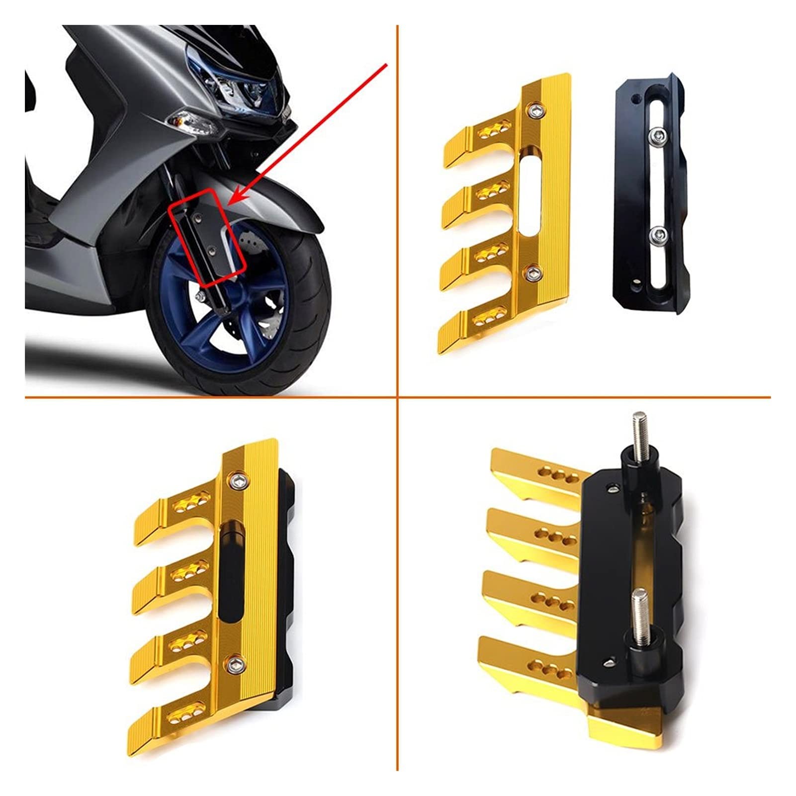 Ochrona motocykla błotnik motocyklowy przedni widelec ochraniacz osłona przedni błotnik zapobiegający upadkowi suwak do Yamaha CYGNUS-X Cygnus X (złoty)