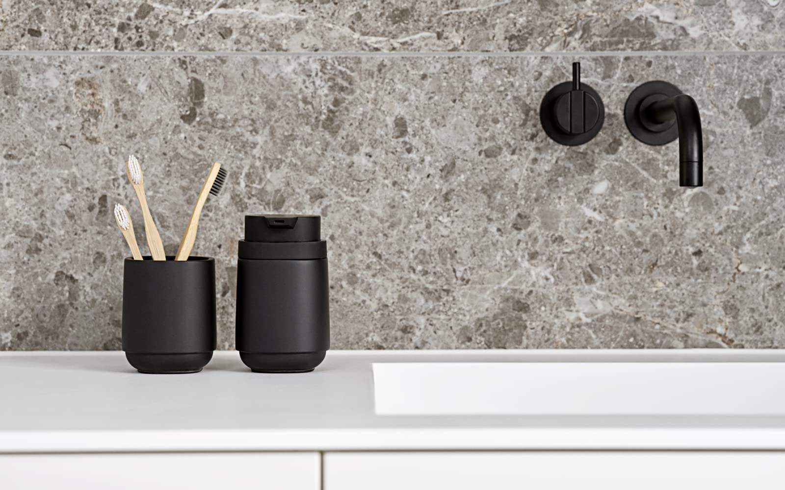 Zone Denmark Time Toothbrush Cup for Bathroom Diameter 8 cm Height 10 cm Black, 8 x 8 x 9,8 cm - Image 4