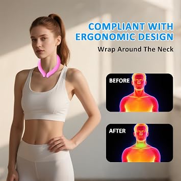 Neck Cooling Tube with Cold Insulated Bag,Reusable 18C/64F Ice Neck Ring Wearable Body Cooler Products for Summer (Pink)