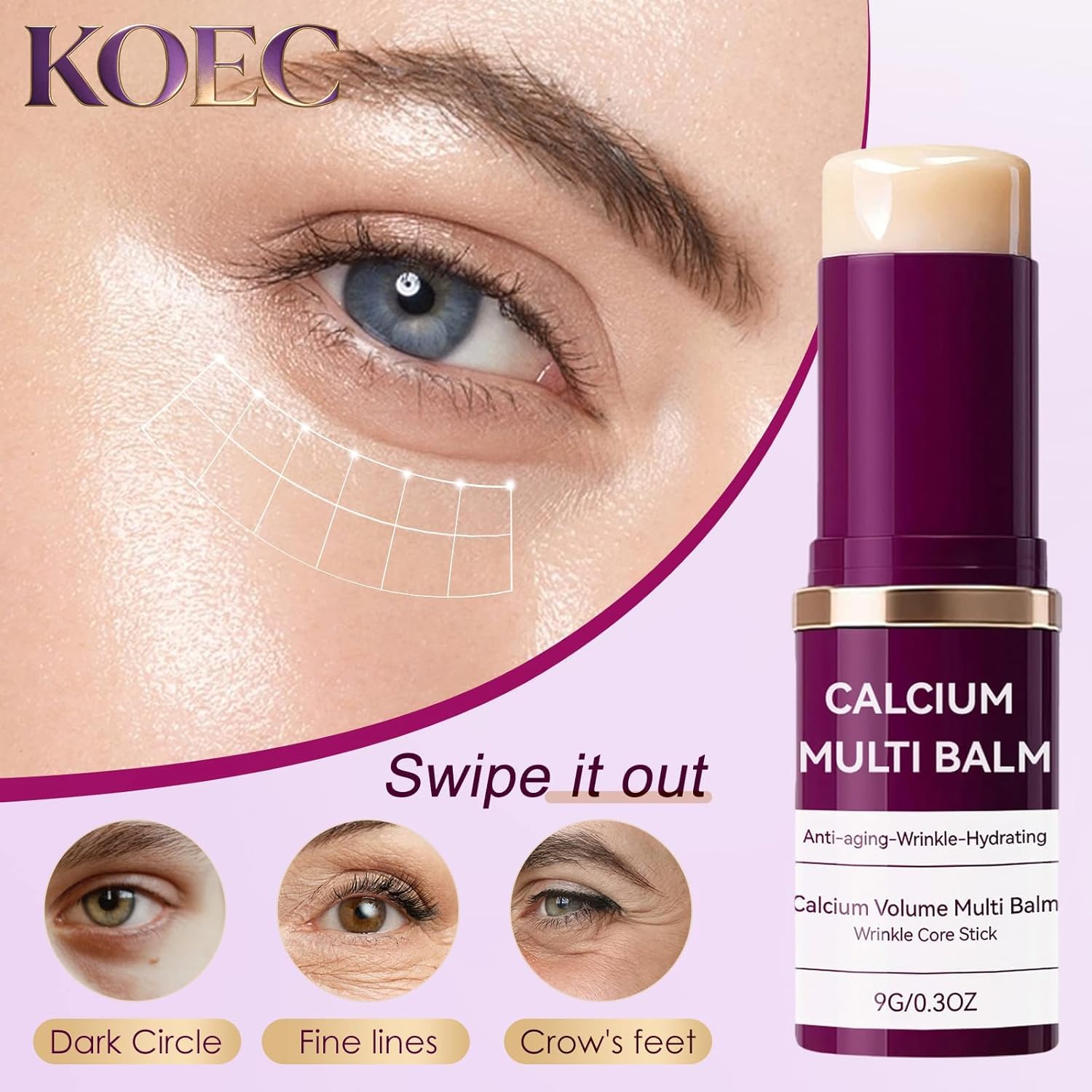 Calcium Volume Multi Balm Stick + Pink Spicule Serum + Eye Patches 60ea,Collagen Elastin Boost & Wrinkle Smoothing Eye Treatment,Skin Condition Improvement Pore Refining Serum,Gentle Skincare Routine