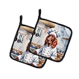 Caroline's Treasures Irish Setter The Chef Pair of Pot Holders Kitchen Heat Resistant Pot Holders Sets Oven Hot Pads for Cooking Baking BBQ, 7 1/2 x 7 1/2