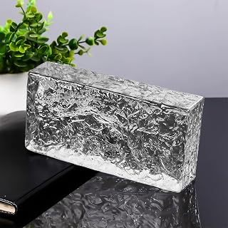 Yutianli 8-Pack Ice Crystal Textured Glass Blocks - Transparent Rectangular Bricks for Partition Walls & Accent Decor