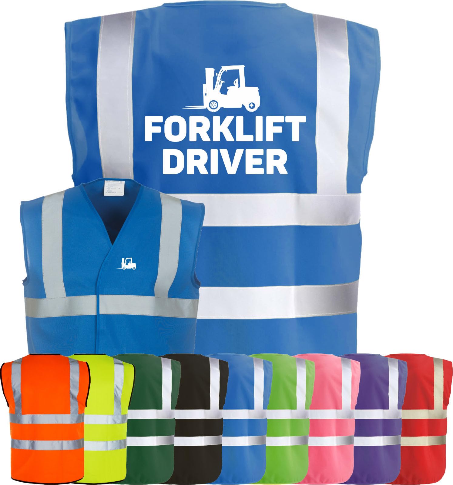Corporate Togs FORKLIFT TRUCK DRIVER High Visibility Safety Vest Waistcoat Tabard, Health & Safety Compliant Vest, 2 Band & brace Hi-Vis Strips | Protective Safety Wear