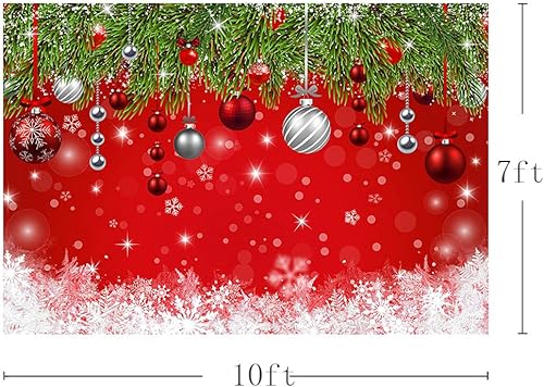 Miniatura 8 de AIBIIN Telón de fondo de Navidad de copo de nieve de invierno de 7 x 5 pies para fotografía de Nochevieja con purpurina Bokeh rojo brillante de