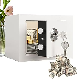 Haus Safe, Stahl Sicherheitsbox Für Bargeld Und Wertsachen, Feuerfeste Geldkassette Tragbar für Wertgegenstände Dokumente Münzen Haushalt Reise Hotel