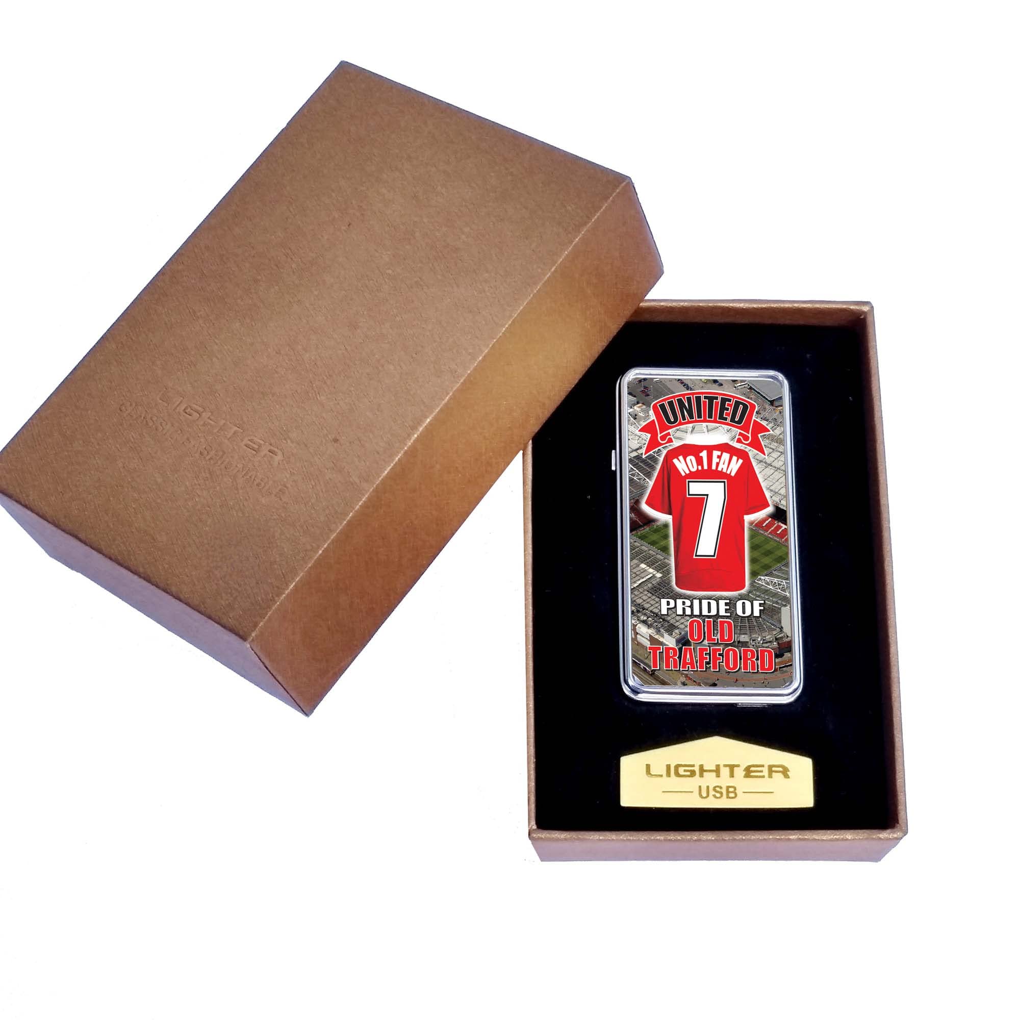 Manchester Reds No.1 Fan Football Shirt Rechargeable Gift Boxed Silver Metal USB Lighter Team-Man-Utd
