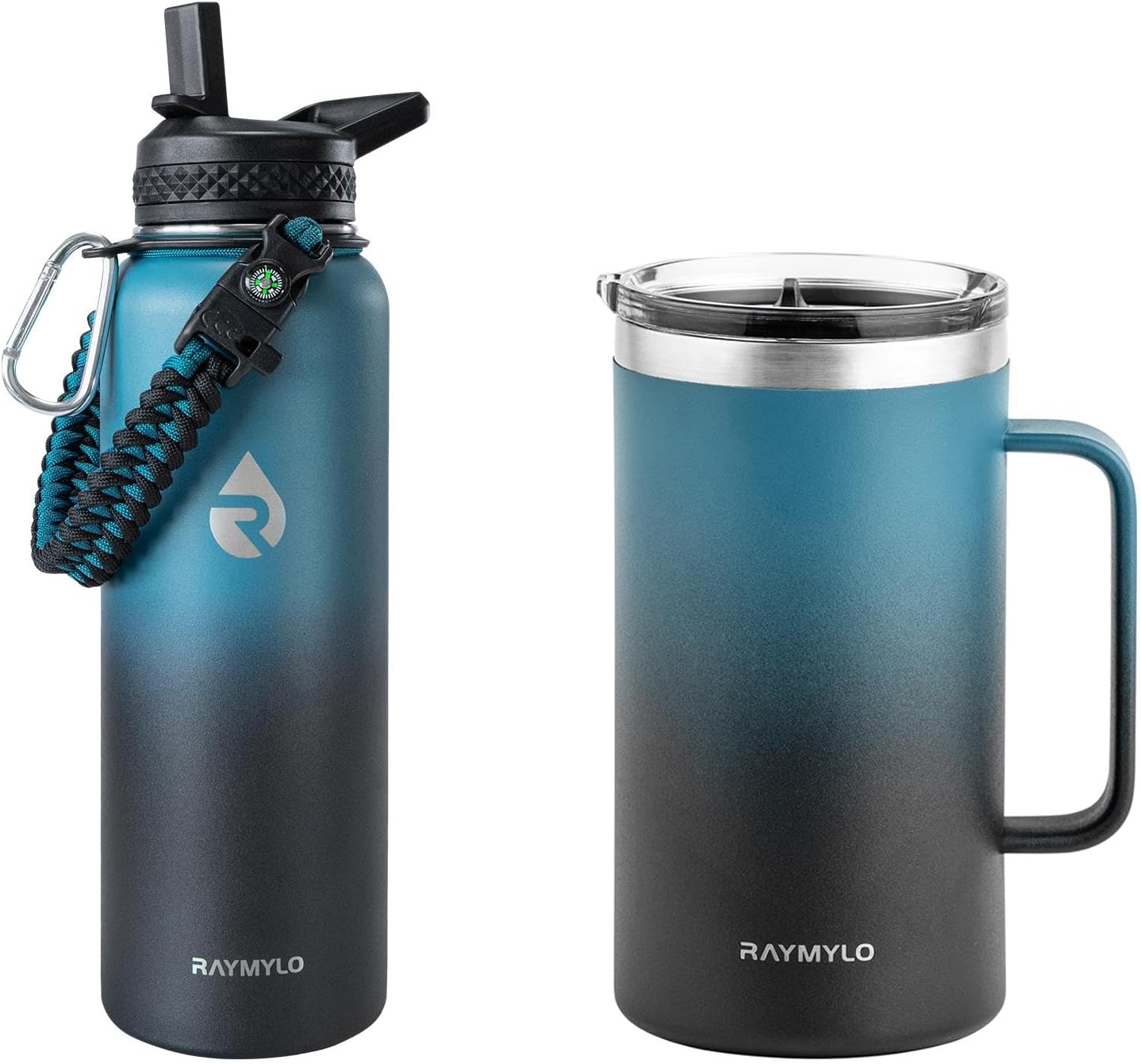 Insulated Water Bottle 40oz (Indigo/Black) + Insulated Coffee Mug 24oz (Indigo/Black)