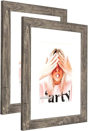 Vista 22 de Scholartree - Marco de fotos rústico de madera para mesa o montaje en pared. Beige,Negro,Marrón,Gris,2-Blanco,Azul,Marrón claro,Marrón