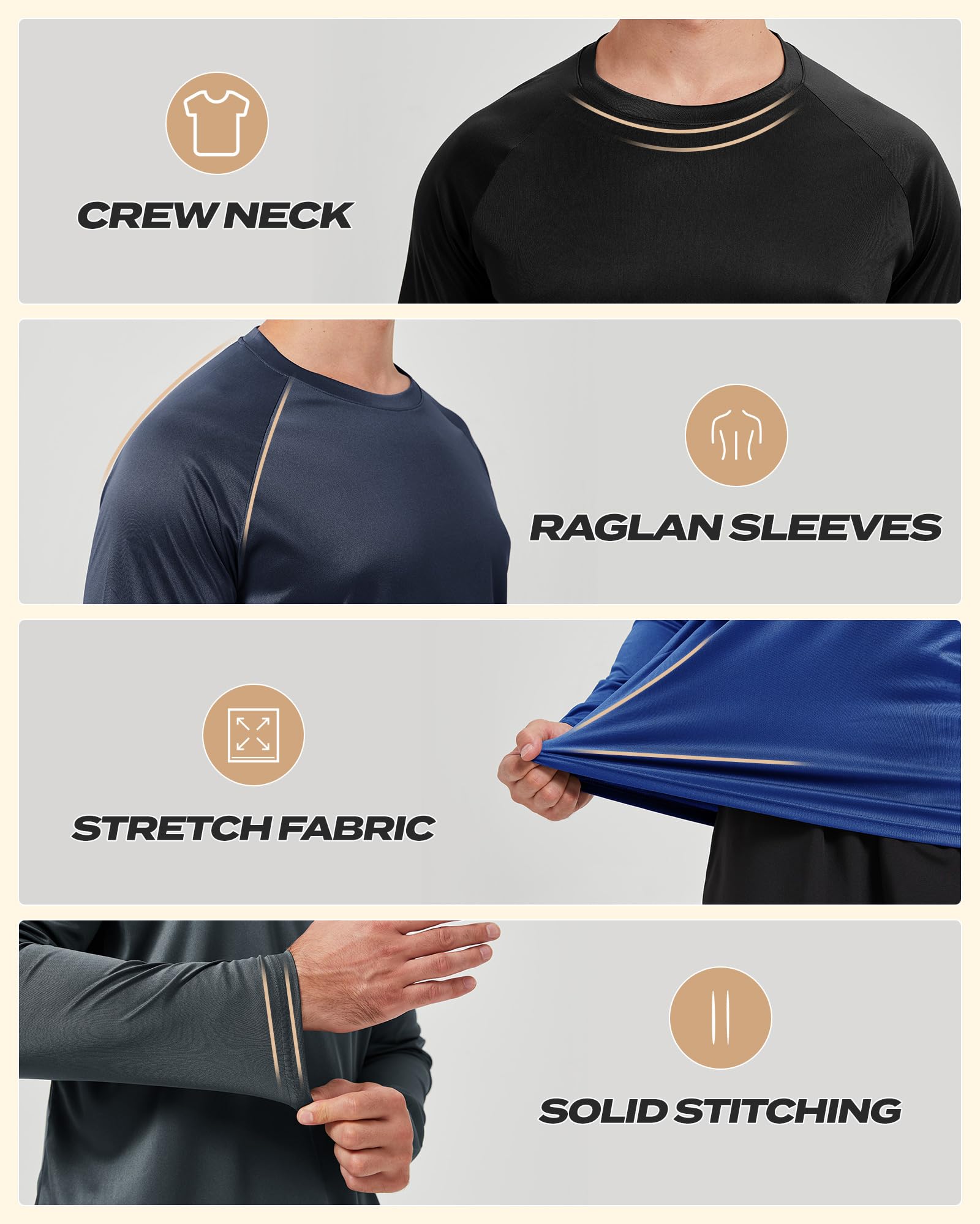 Camisas de manga larga para hombre, secado rápido, absorbe la humedad, protección solar UV UPF para pesca, entrenamiento, natación