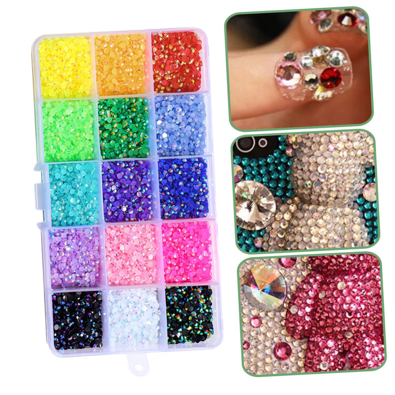 Set de Gemas para Uñas de Resina, 1 Caja, 15 Colores