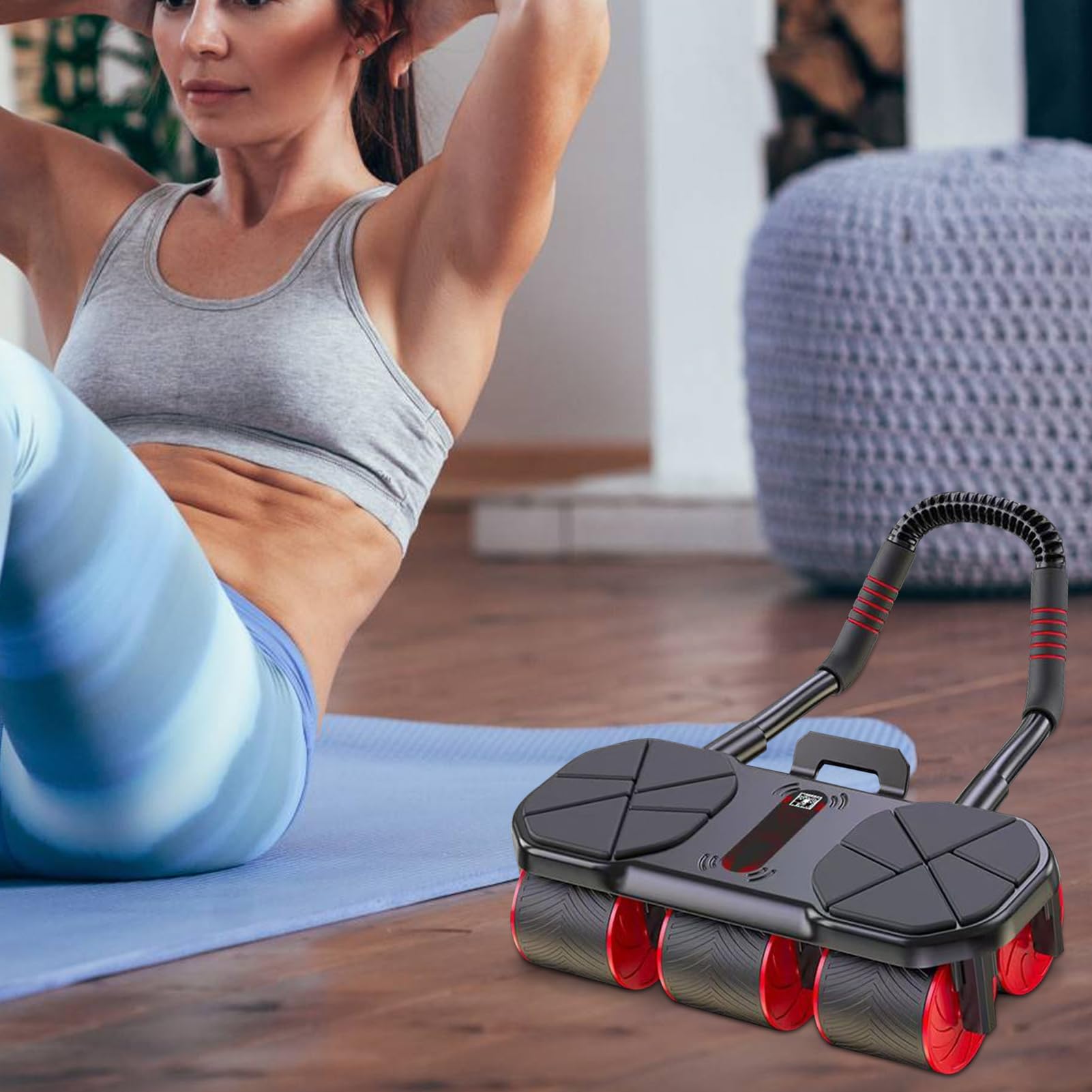 Ruota per Esercizi Addominali Allenamento Fitness Adatto Principianti | Rullo Addominale Con Ritorno Automatico Per Palestra Domestica Interno Uomini Donne Adolescenti Adulti