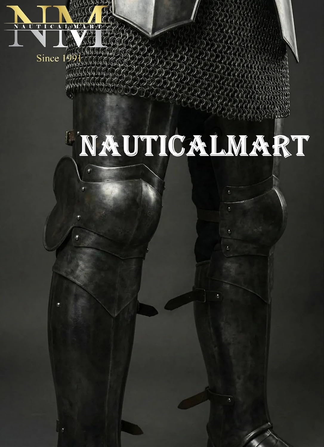 Medieval Knight Gothic Full Suit of Armor- 18 Gauge Steel Wearable Cosplay Body Armor W/Steel Breastplate Barbuta Helmet Perfect for LARP, Historical Reenactment, Cosplay, Halloween & Theater Costume