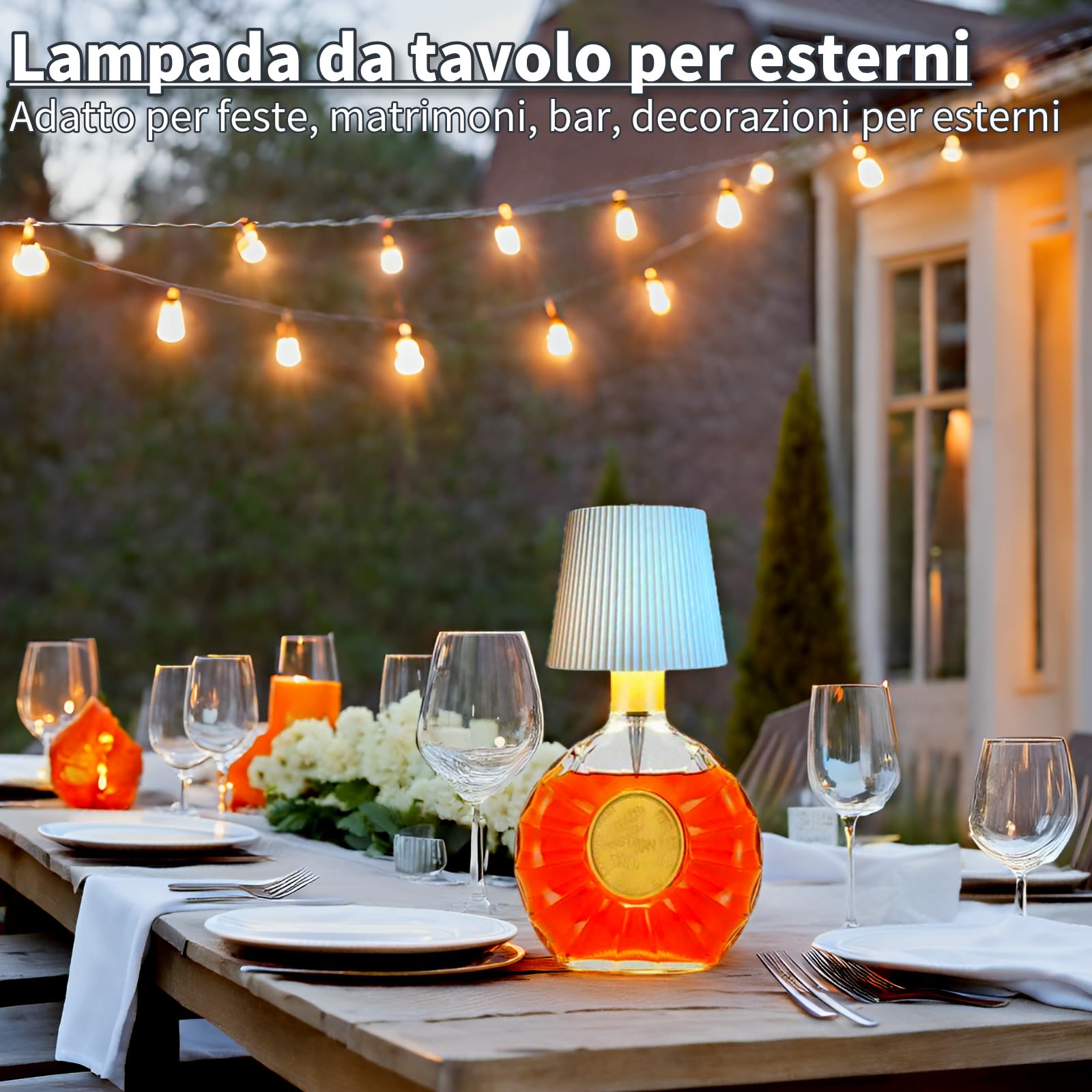 Generico Lampada Bottiglia LED, Lampada per Bottiglia Senza Fili Tattile Ricaricabile con Luce Dimmerabile per Ristorante, Casa, Bar, Ufficio (Bianco, 4 pezzi)