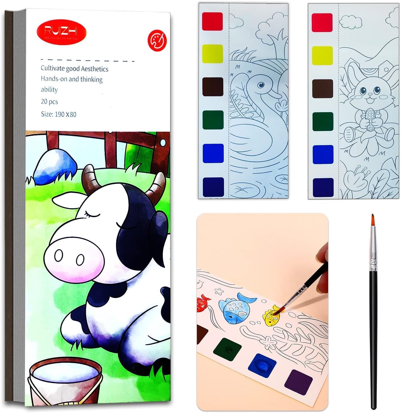 PRACHAND Watercolor Painting Books for Beginners, Pocket Book with 1 Paint Brush, Painting Fun for Children, 20 Sheet Cartoon Watercolor Paint Book Gift for Kids Over 3+ Years Old (Animal Forest) (B0CB1QJY6Y) Amazon Price History, Amazon Price Tracker