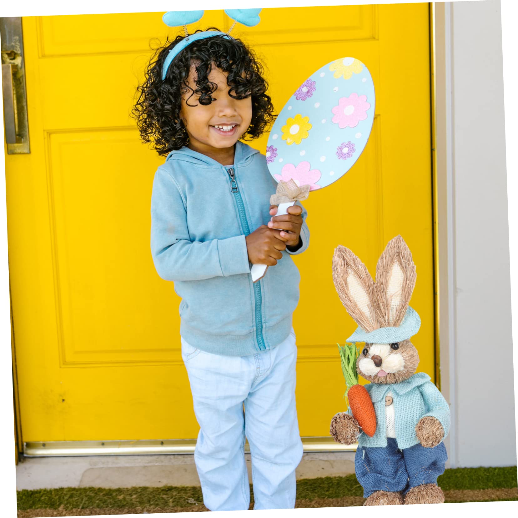 Cabilock 4pièces Décoration De Pâques Paille Ornements De Lapin pour Décor De Jardin Maison Accessoire Charmant pour De Fête