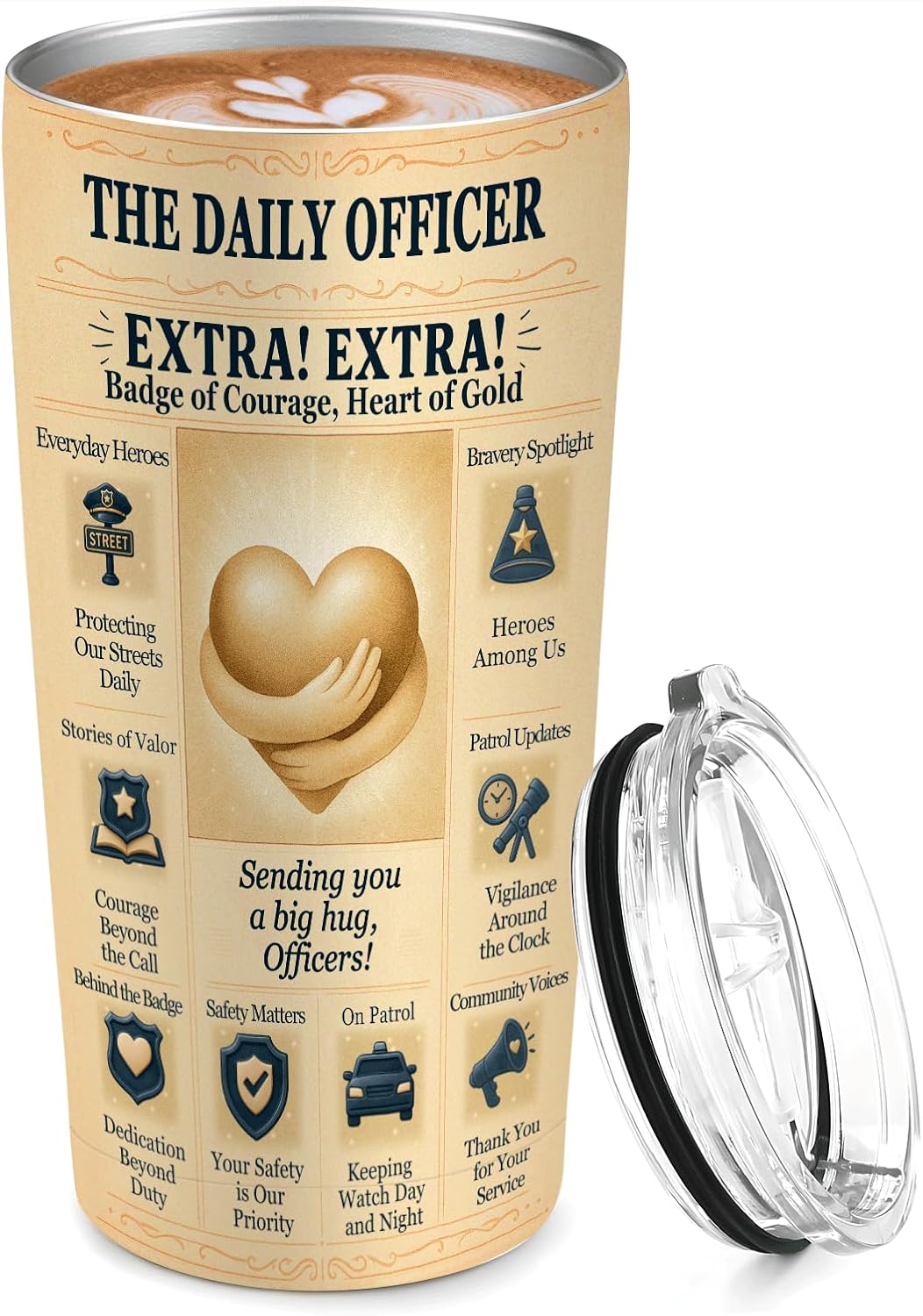 Police Gift Tumbler 20oz Stainless Steel Vacuum Insulated Travel Mug, Officer Appreciation for Law Enforcement, Academy Graduation & Retirement Present for Sheriff, State Trooper, Corrections - Image 2