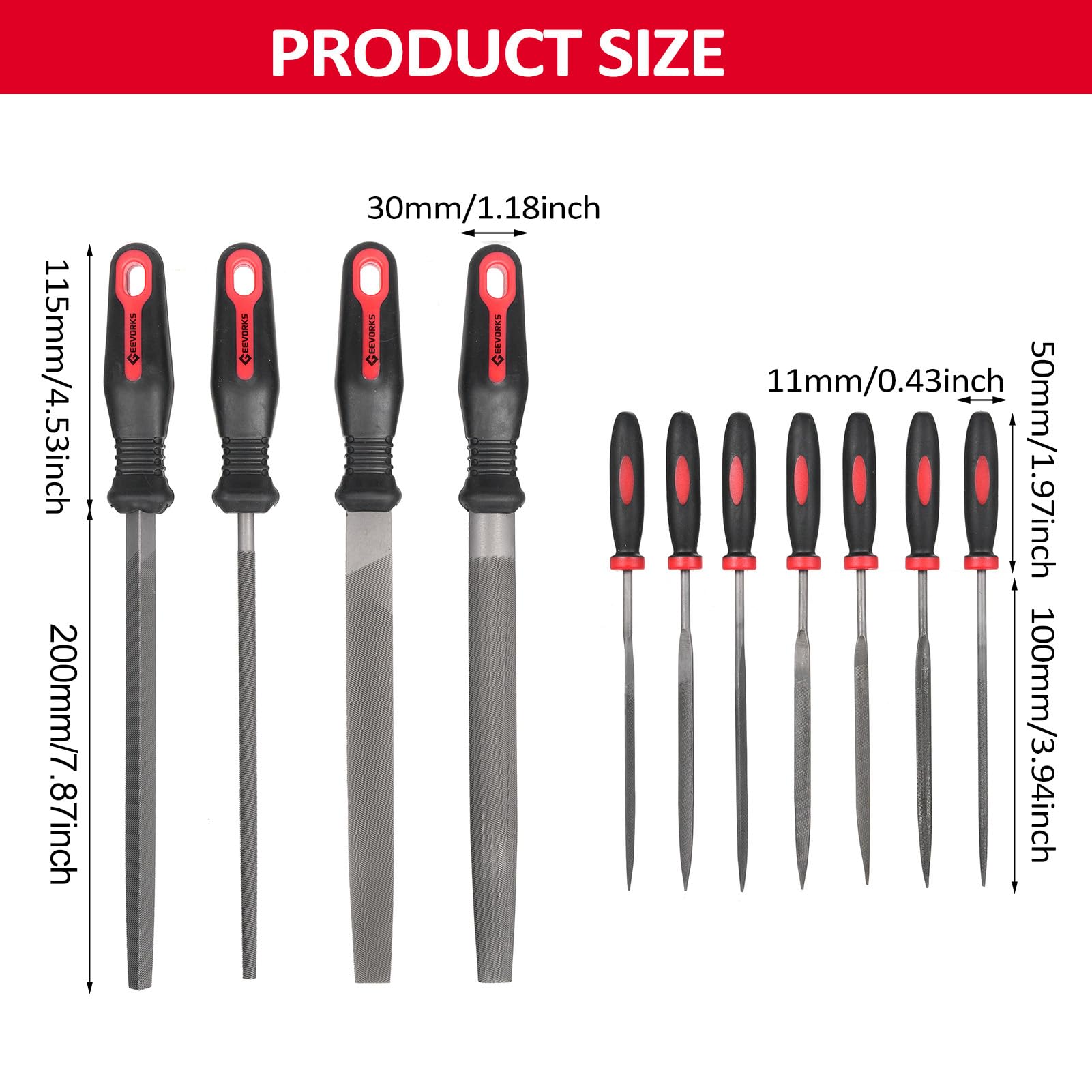 Metal File Set 33Pcs with Portable Bag | T12 Forged Alloy Steel for Metalwork/Woodworking | Half - round/Round/Triangular/Flat Files, 14 Needle Files, Sandpaper & Gloves