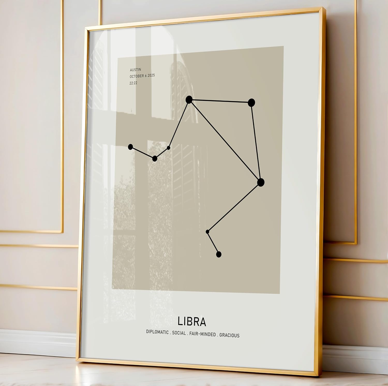 Poster Master Personalized Libra Print, Customized Constellation Star Map Poster and Canvas, Zodiac Sign Art, Gift for Family, Loved Ones, Friends, Available in 8x10 to 30x40