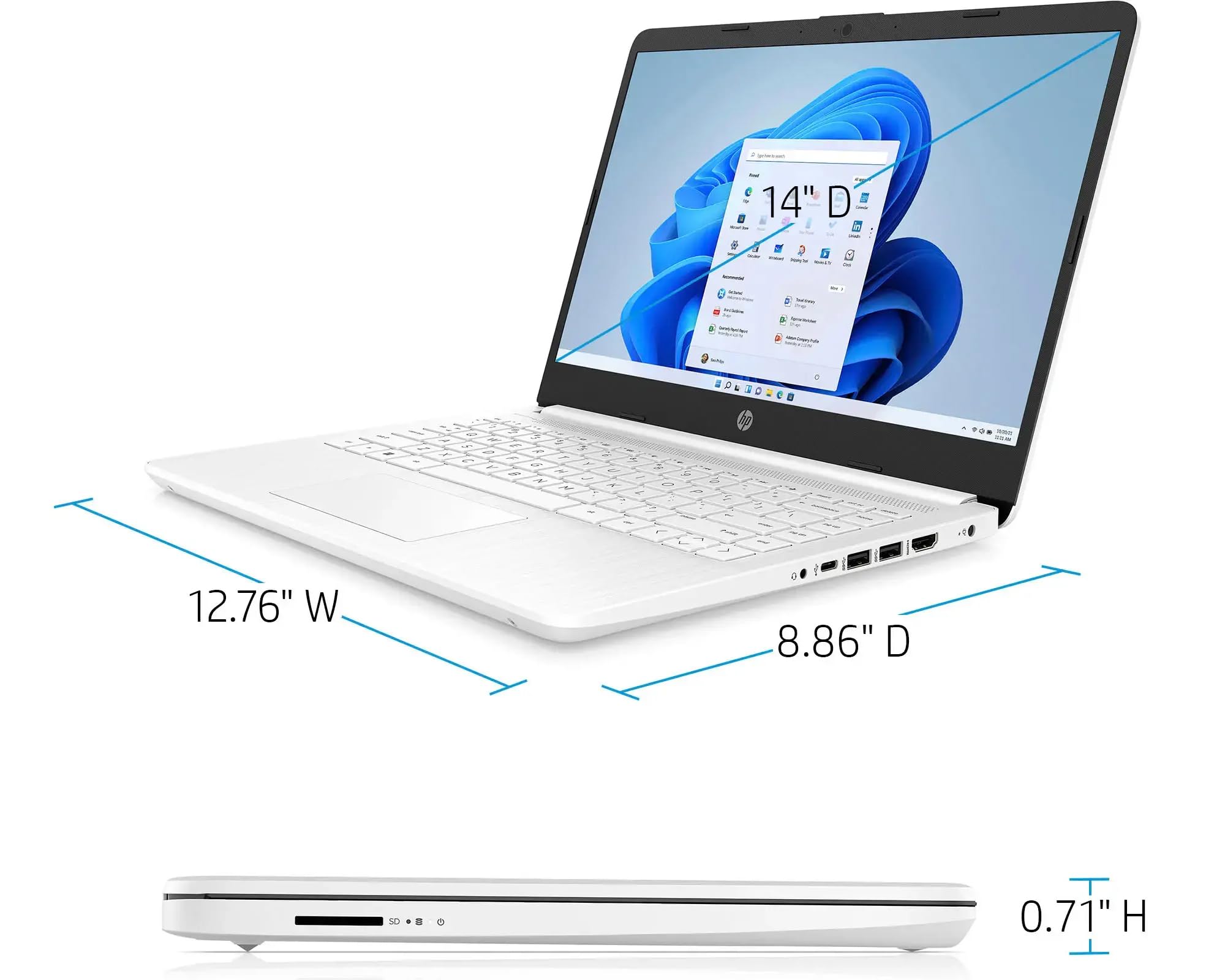 HP 14 inch HD Laptop | Microsoft Office & 1TB Cloud Storage (1-Year) | 16GB RAM | 64GB eMMC + 64GB Card + 128GB Portable SSD| 4-Core Intel CPU| Webcam & Mic| AI-Powered Windows 11| Versatile LE Bundle