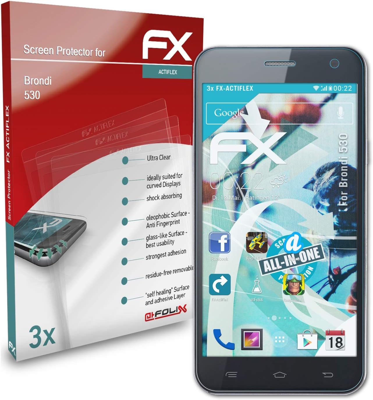 Screen Protector compatible with Brondi 530 Protector Film, ultra clear and flexible FX Screen Protection Film (3X)