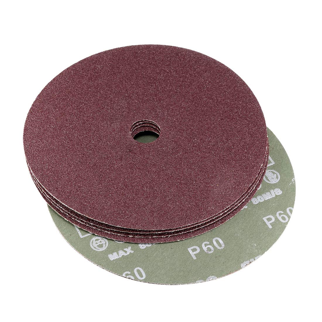 uxcell 7-Inch x 7/8-Inch Aluminum Oxide Resin Fiber Discs, Center Hole 60 Grit Sanding Grinding Discs, 10 Pack