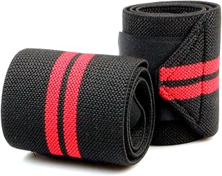 Unlimited Strength Pack of 2 weightlift wristbands for gym training, men and women, prevent injuries and improve your performance 20-inch black/red color