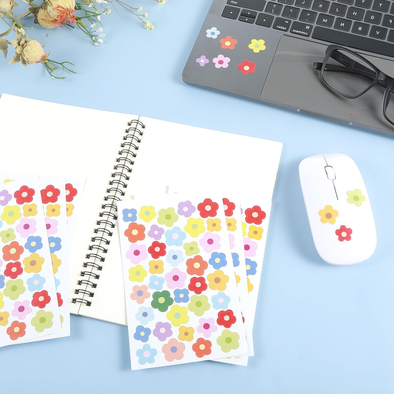 702 Pcs Small Flower Stickers, 18 Sheets Cute Flower Decorative Stickers for DIY Crafts, Scrapbooking, Mini Flowers Sticker for Water Bottle Laptop Cellphone Cas Arts Craft