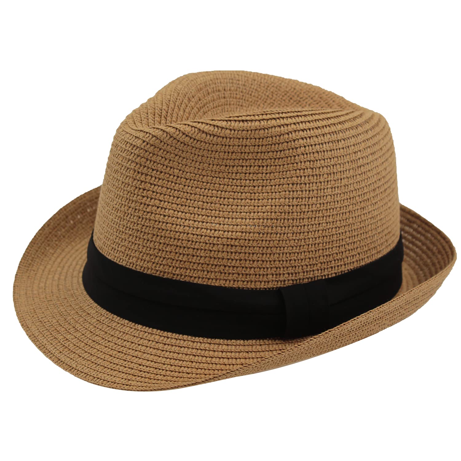 Carnavalife Sombrero Paja Hombre Mujer Fedora Borsarino Trilby Gorra Panamá Verano Playa ala Corta Moda Unisex (lu-128-marrón, 58cm)