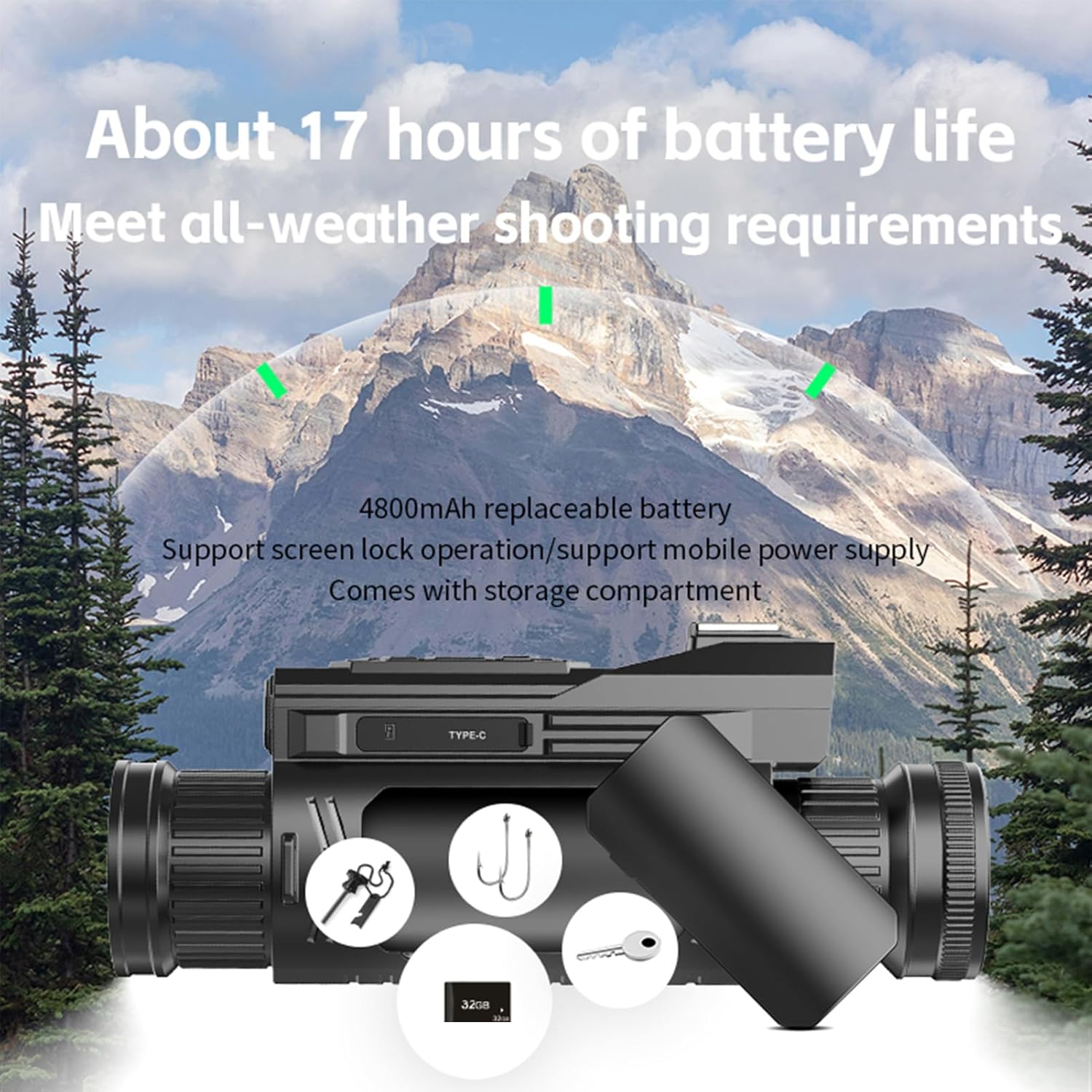 Yoidesu Digital Night Vision Goggles, Outdoor 4K HD Infrared Monocular Binoculars for Camping Travel, with 28X Zoom 4800mAh Rechargeable Battery for Adult Camping