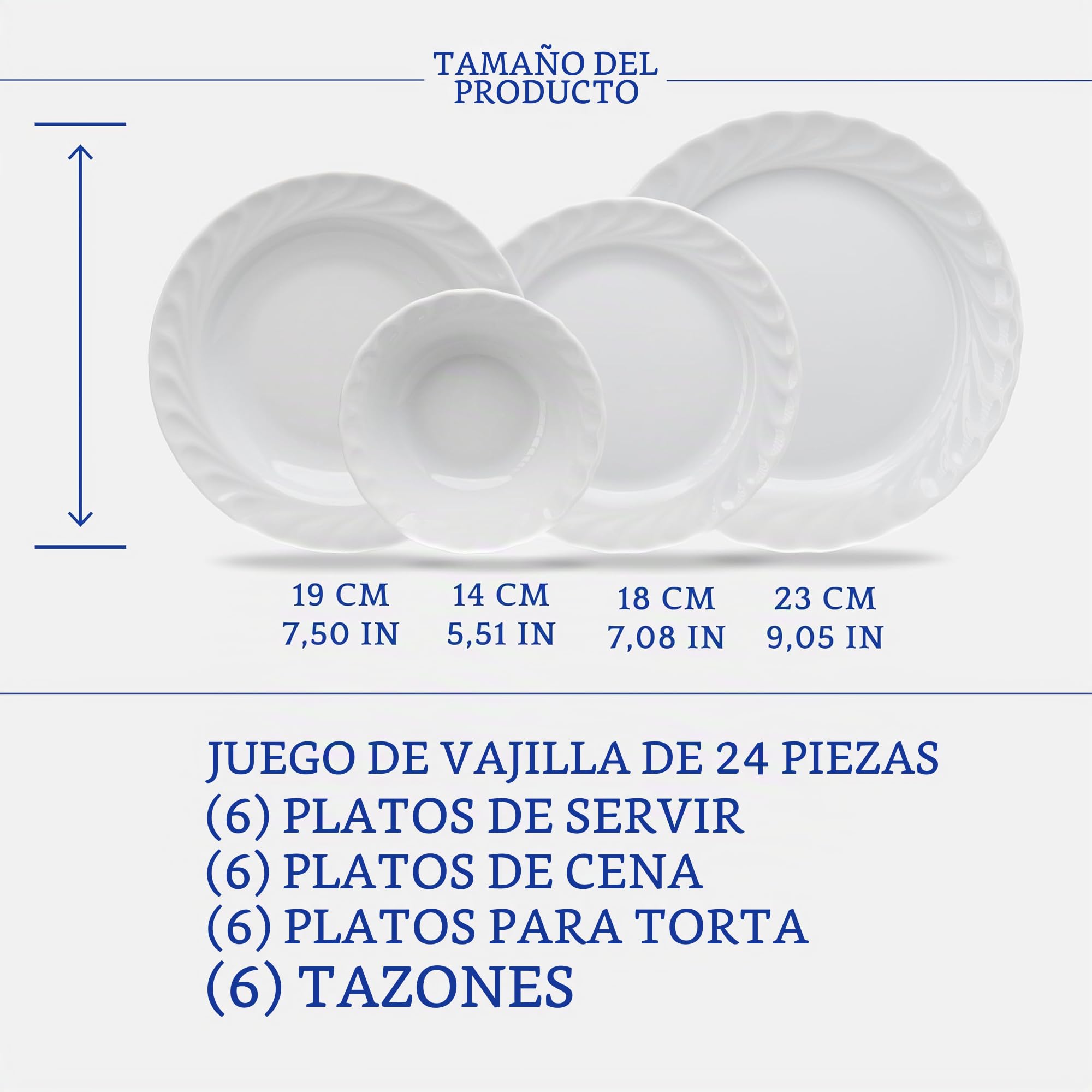 Vajilla de Porcelana Blanca 24 Piezas - Güral Porselen Damla - Completa y Elegante