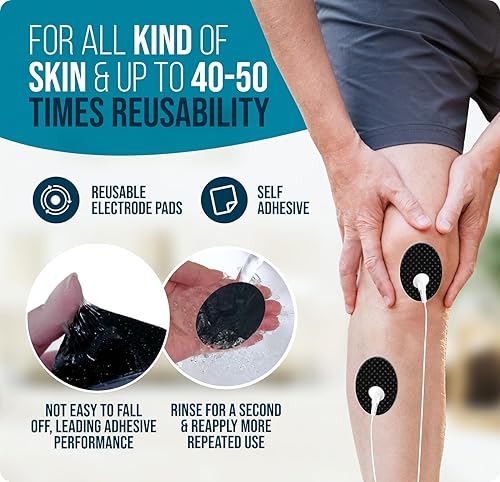 Miniatura 12 de TENS - Almohadillas de repuesto para unidades TENS, 22 unidades, electrodos de varios tamaños, almohadillas de unidad TENS, reutilizables, 35-50