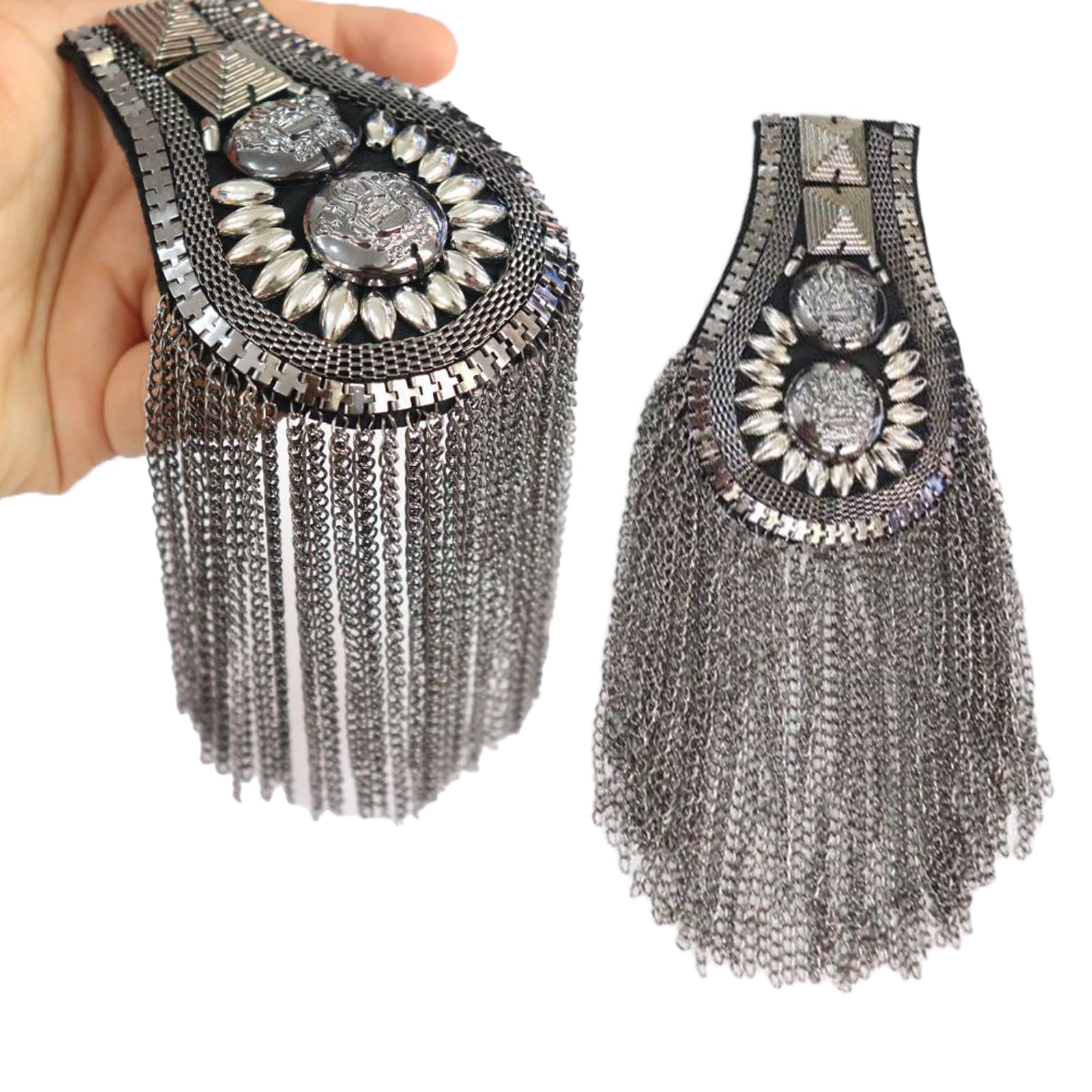 2 piezas Charretera de Cadena con Borlas, Charreteras con Borlas Unisex, Charreteras Punk, Para Fiestas de Disfraces, Representaciones Teatrales, Decoración de Uniformes