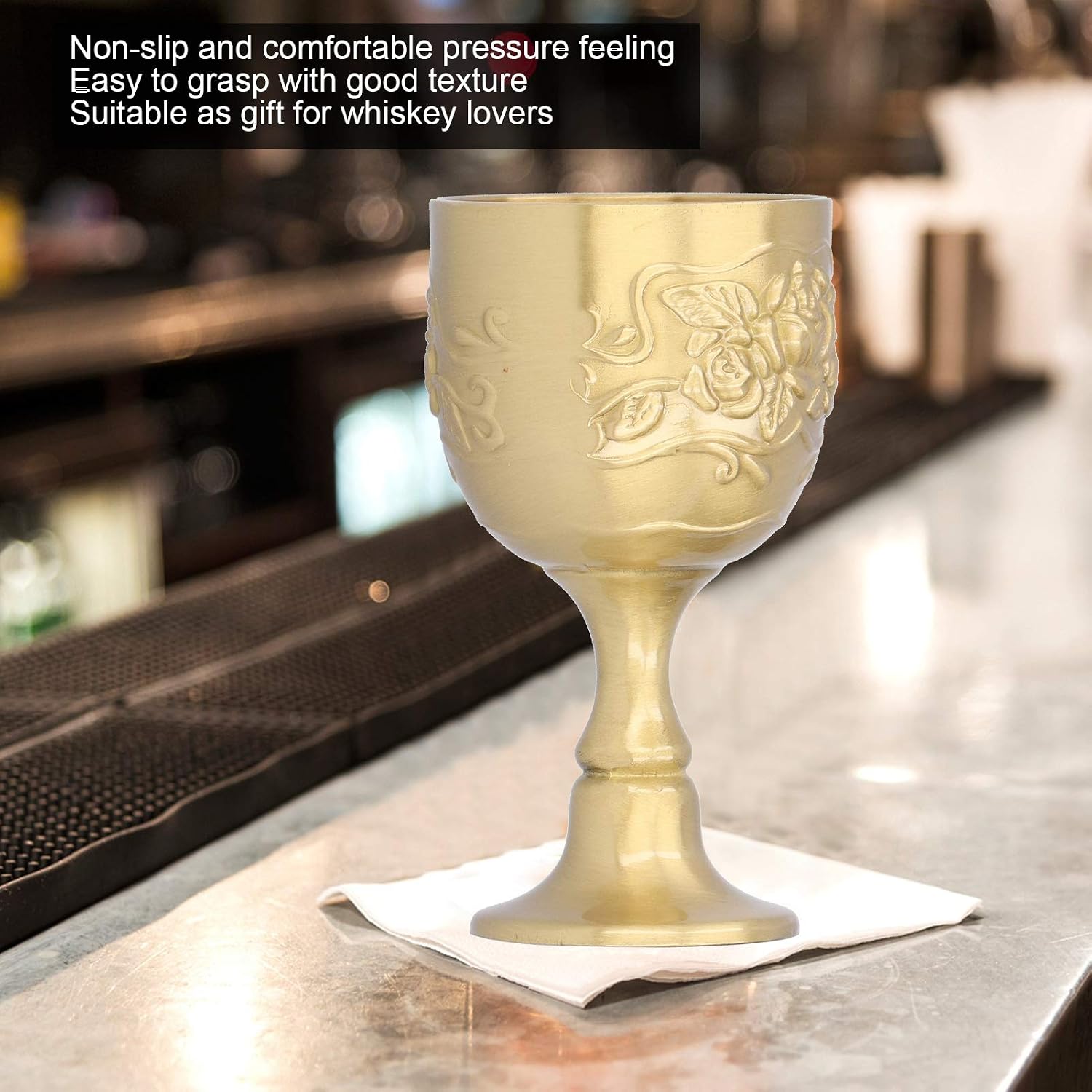 Vintage Chalice Goblet, 1.7oz Brass Royal Wine Cups Embossed Rose Gold Communion Cup, Mini Wine Goblet Drinking Glass for Liquor Ritual Wedding Anniversary Party Home Décor