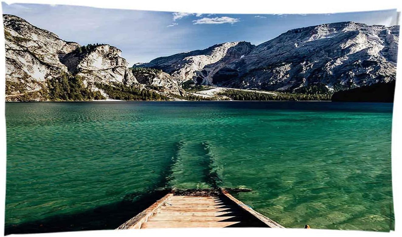 Telo Antisabbia Mare Coperta Da Spiaggia,Telo Mare Microfibra,Perfetto Per Lo Sport, Viaggi, Campeggio, Palestra, Piscina.Telo Mare Grande Paesaggio Del Lago Di Montagna Di Neve 150 X 200 Cm -1E1H+F7N