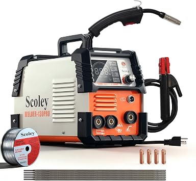 130A MIG Welder 110V, Flux Core Welder with Digital Display, 3-in-1 Gasless MIG/Lift TIG/Stick Welding Machine, IGBT Inverter Portable Mini Welder for Home DIY, with Gloves & Mask