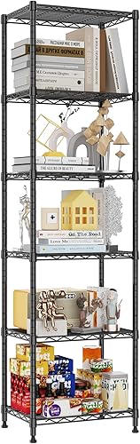 Miniatura 7 de REGILLER Estante de almacenamiento de acero con 6 alambres, estantes ajustables para lavandería, baño, cocina, despensa, armario (16.7 pulgadas de