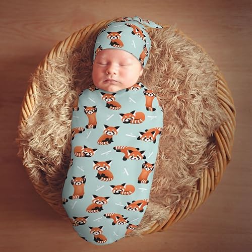 Miniatura 7 de Conjunto de mantas para recién nacido, diseño de panda rojo, manta suave para bebé, saco de envolver para baby shower, regalo para niño y niña