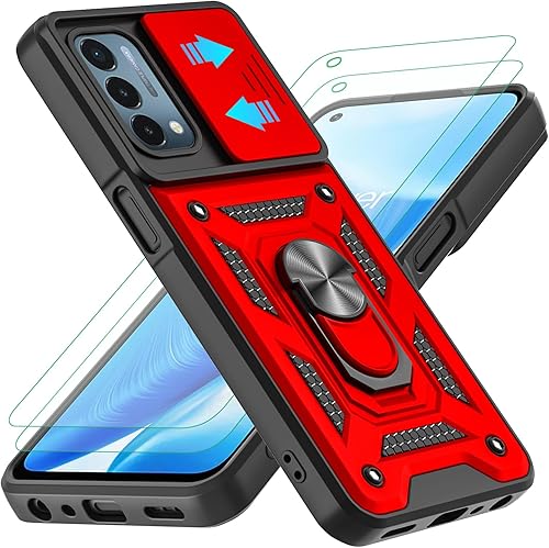 Miniatura 7 de YKHJKLEC Funda protectora para OnePlus Nord N200 5G con 2 protectores de pantalla HD, resistente a prueba de golpes con rotación de 360 con soporte