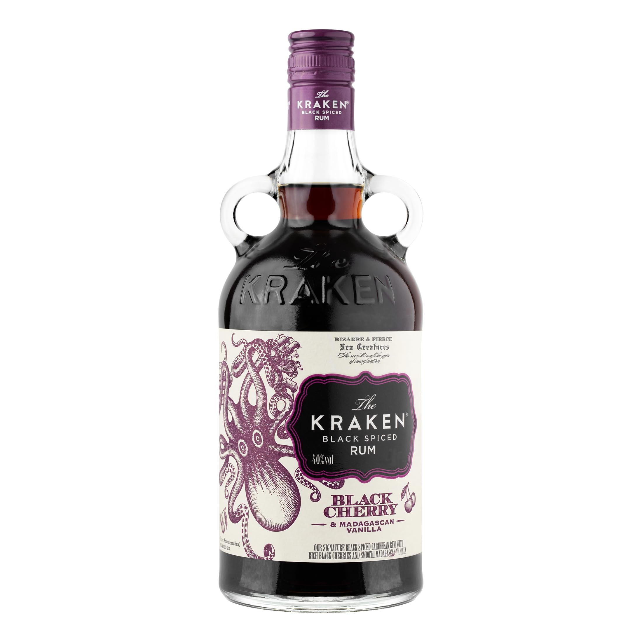 Kraken Black Cherry & Madagascan Vanilla Black Spiced Rum 40% ABV 35cl | Rich Black Cherry, Vanilla & Warming Spice Notes | Smooth Rum for Cocktails & Gifts