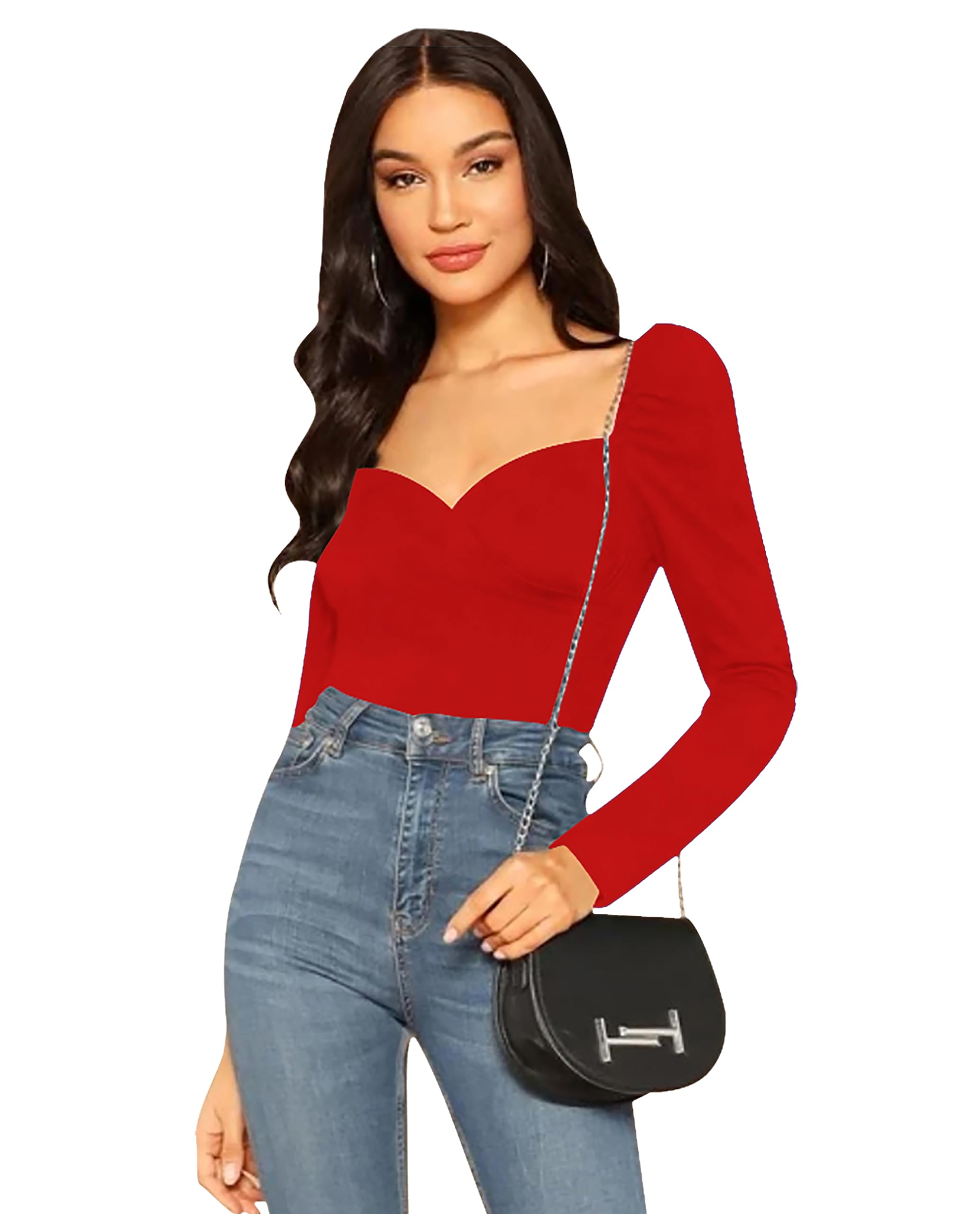 Women's Casual Full Sleeves V-Neck Regular Fit Stylish Top - 23" Inches (BZ-Isro-Top-04)-picture-30