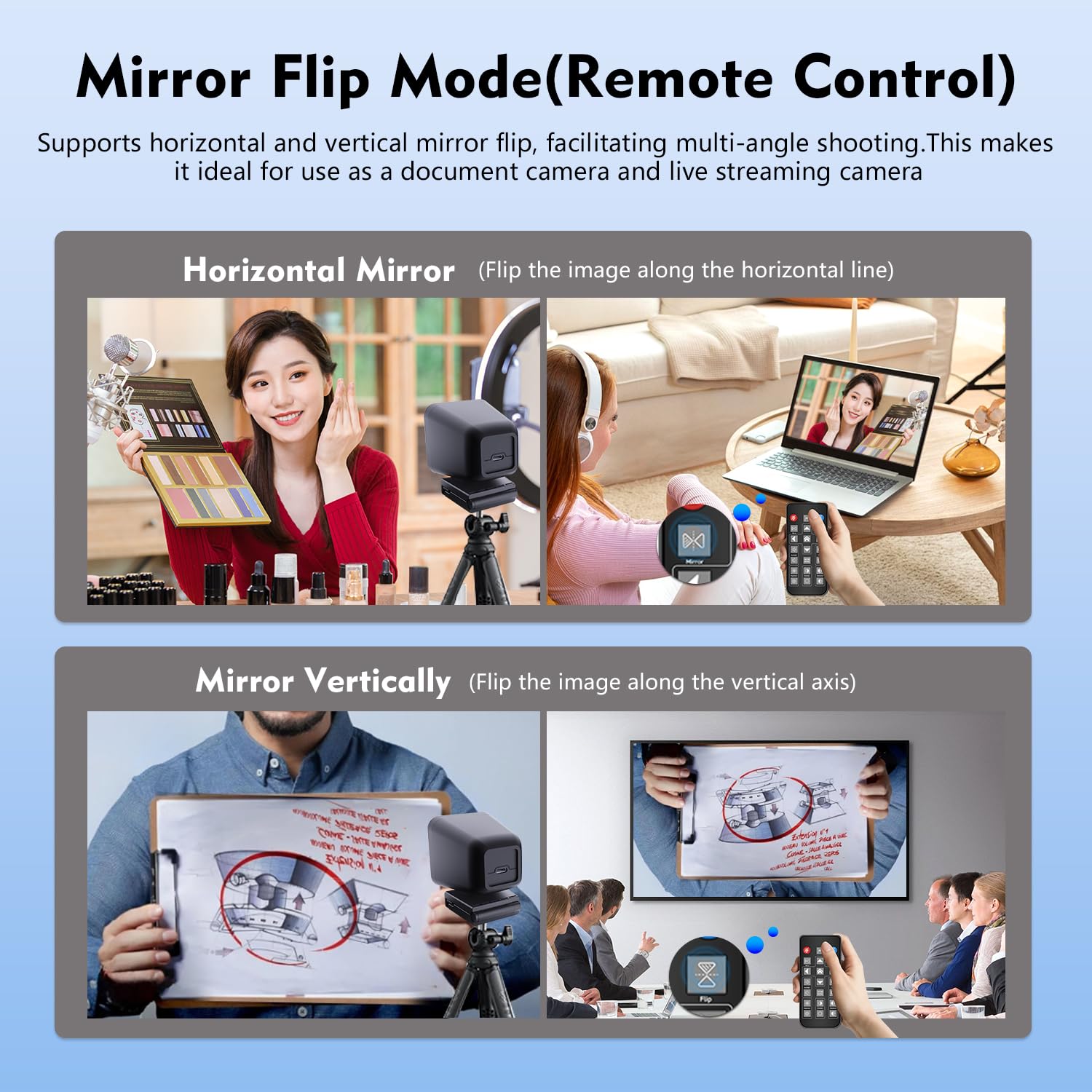TOALLIN Cámara web 4K para transmisión, control remoto, sensor de 1/2.5 pulgadas y 12 MP, enfoque automático PDAF, micrófonos dobles de reducción de ruido, zoom digital 5X y espejo de imagen, cámara