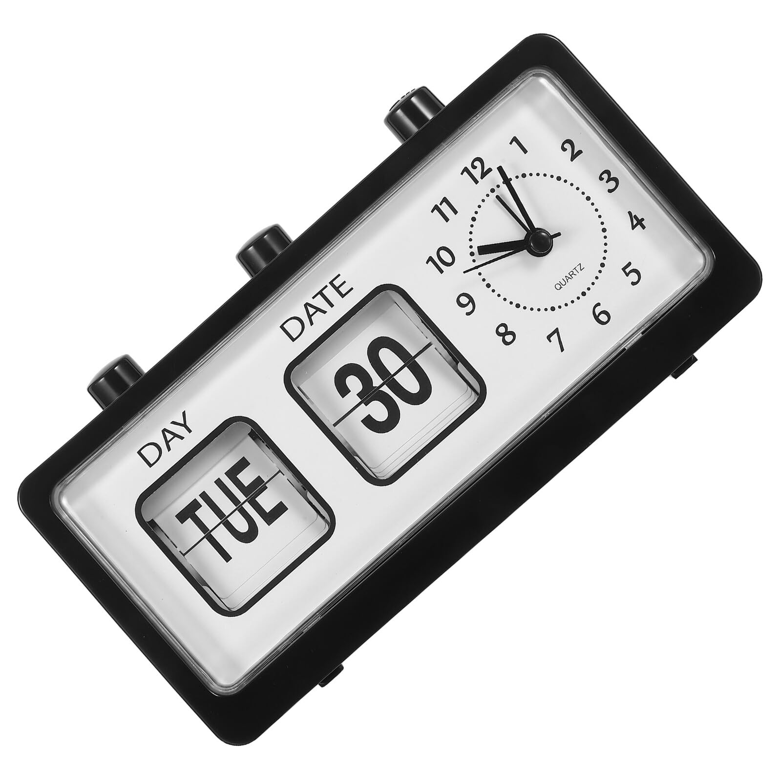 Reloj de Mesa Manual con Calendario y Alarma Diseño Retro Elegante sin Batería para Escritorio Habitación Infantil y Apoyo para Tareas Escolares